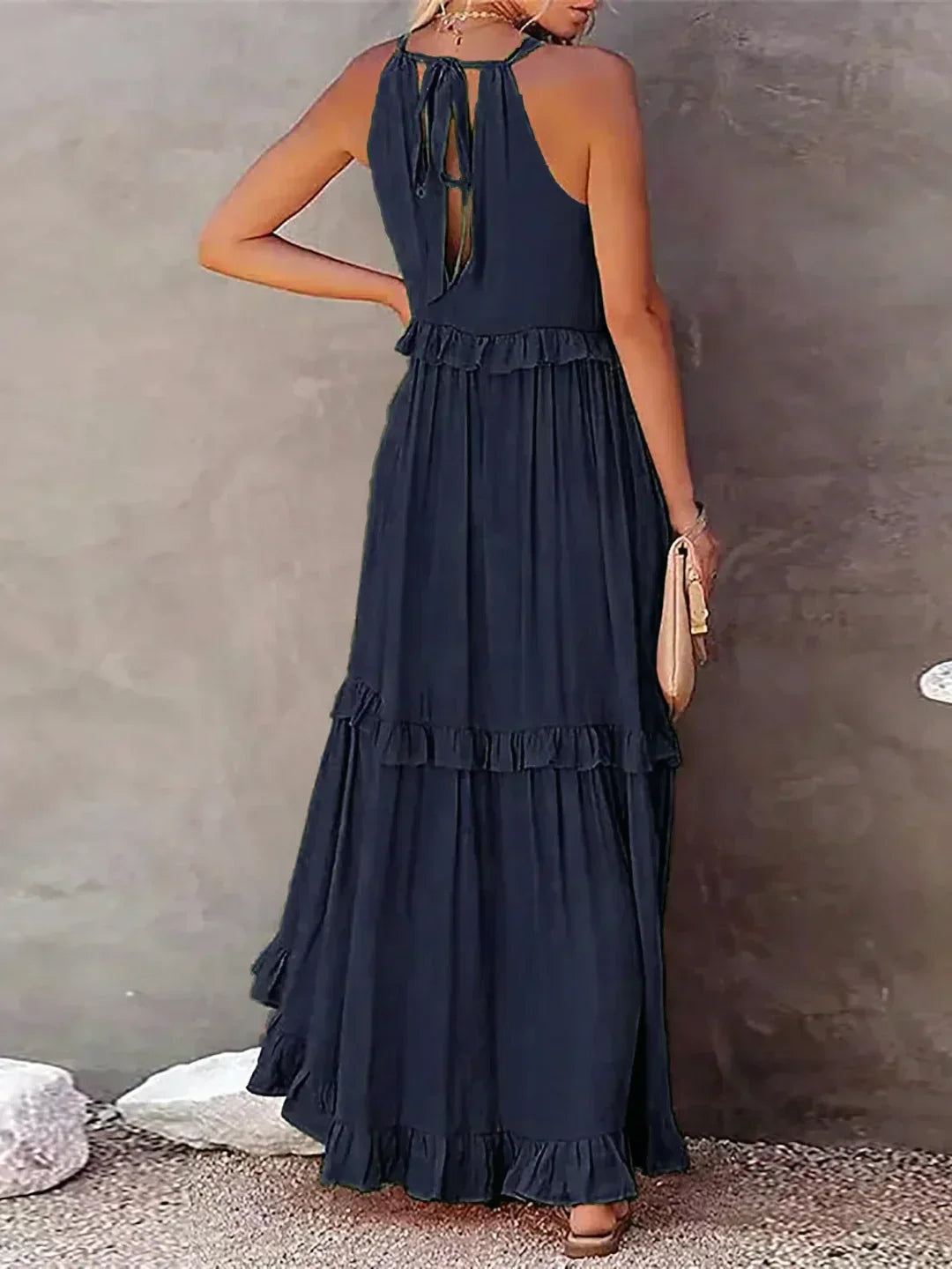 Meara™ | Elegant Halter Ruffle Maxi Dress