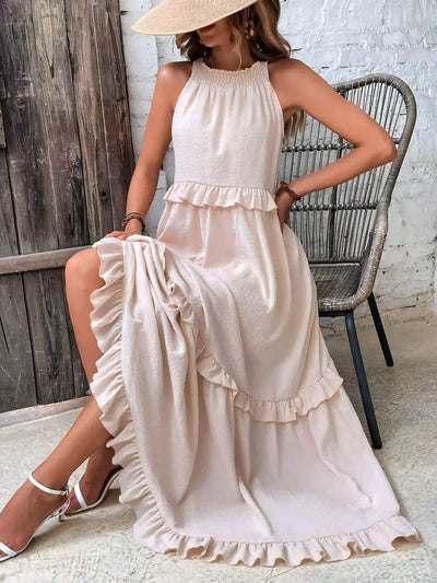 Meara™ | Elegant Halter Ruffle Maxi Dress