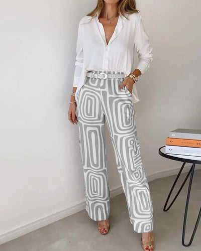 Mila™ | Stylish Loose-Fit Shirt & Wide-Leg Pants Set