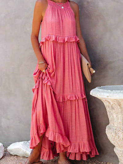 Meara™ | Elegant Halter Ruffle Maxi Dress