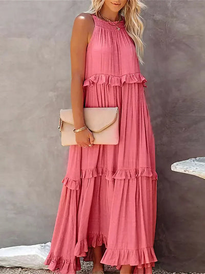 Meara™ | Elegant Halter Ruffle Maxi Dress