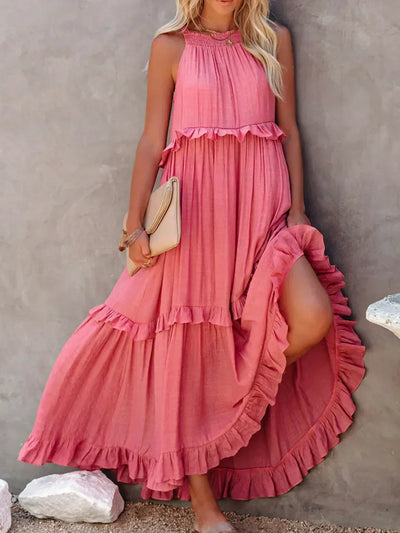 Meara™ | Elegant Halter Ruffle Maxi Dress