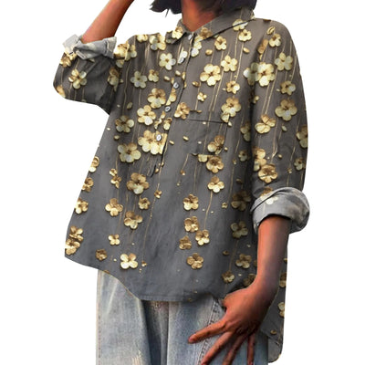 Lora™ | Stylish Floral Button-Up Shirt