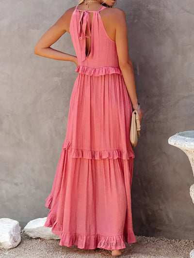 Meara™ | Elegant Halter Ruffle Maxi Dress