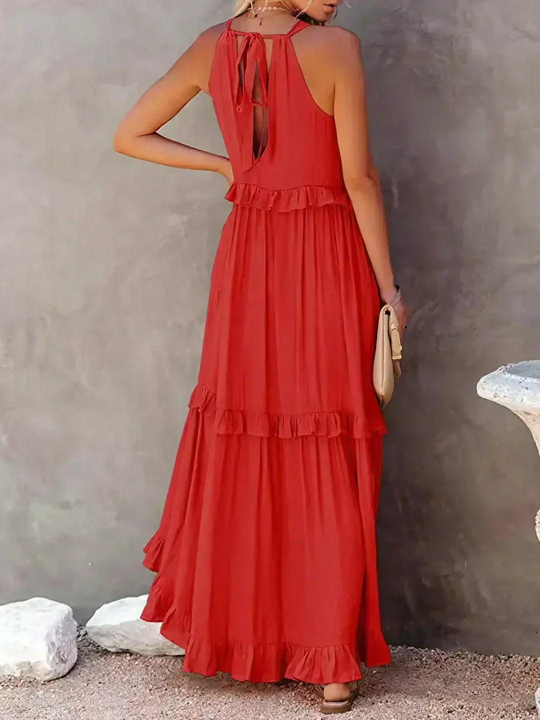 Meara™ | Elegant Halter Ruffle Maxi Dress