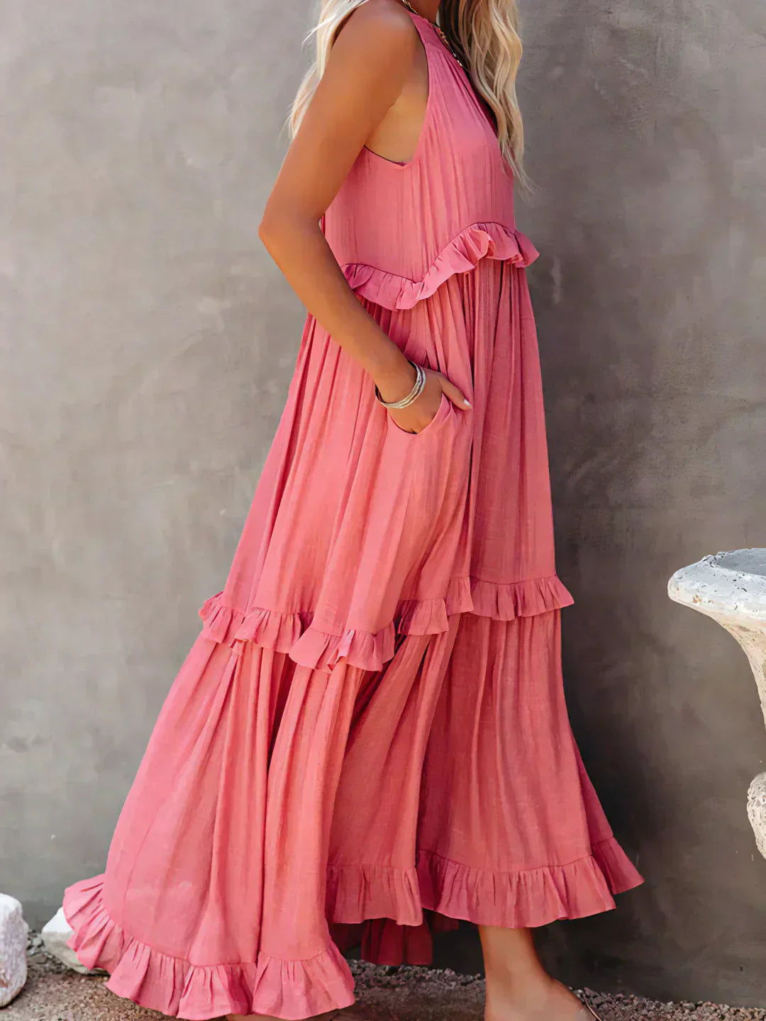 Meara™ | Elegant Halter Ruffle Maxi Dress