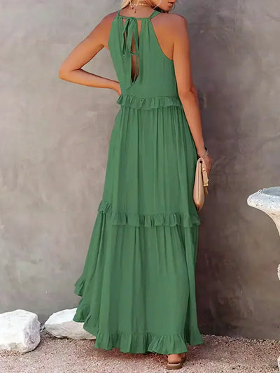 Meara™ | Elegant Halter Ruffle Maxi Dress