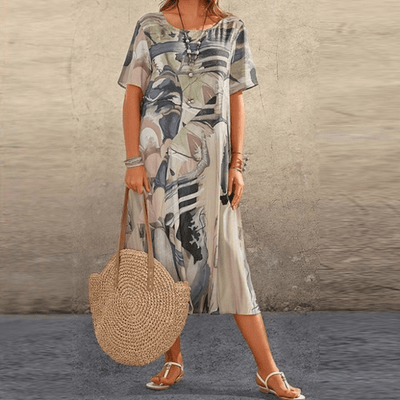 Elizabeth™ | Elegant Floral Art Midi Dress