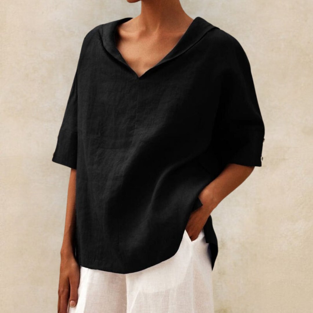 Lena™ | Women's V-Neck Casual Linen Shirt