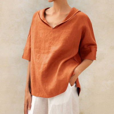 Lena™ | Women's V-Neck Casual Linen Shirt